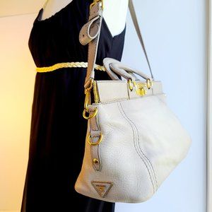 Prada Boston Handbag Cervo Deerskin Leather Bag